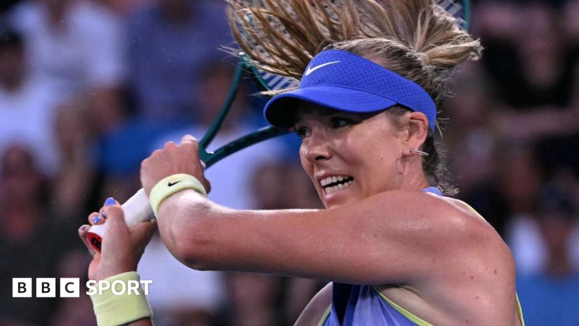 Great Britain's Katie Boulter plays a shot at the Australian Open