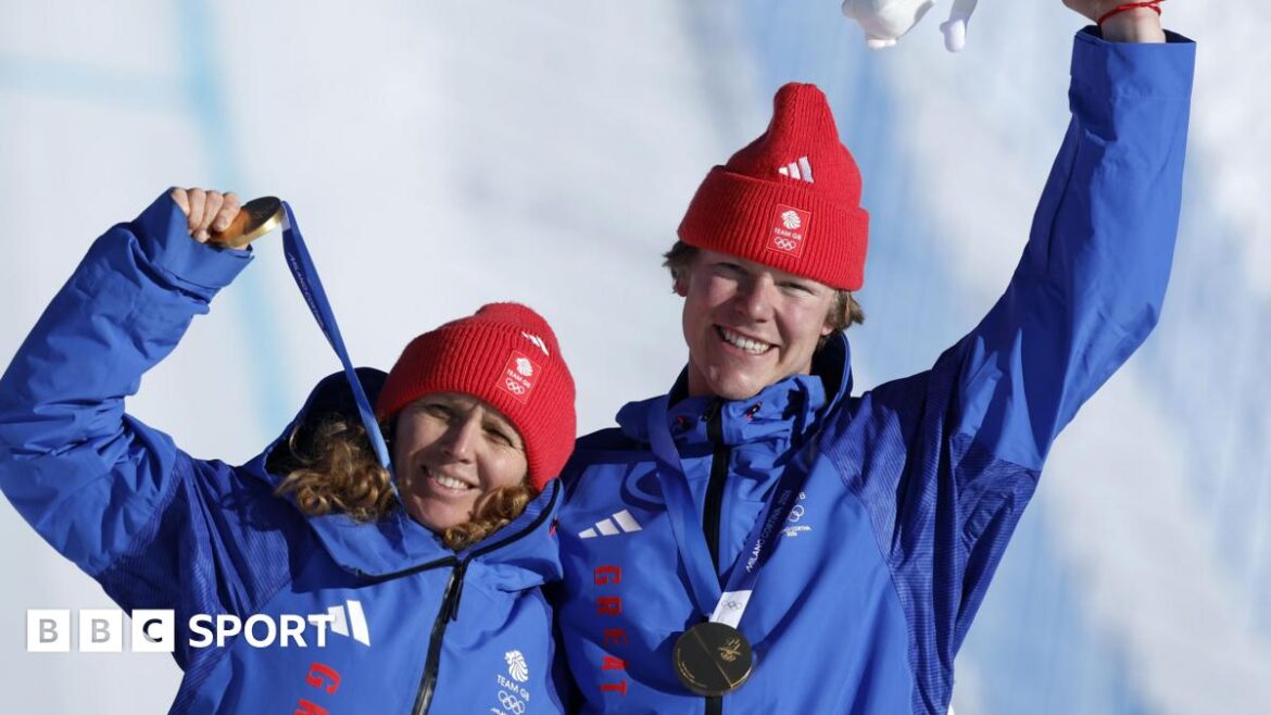 Charlotte Bankes and Huw Nightingale on the podium