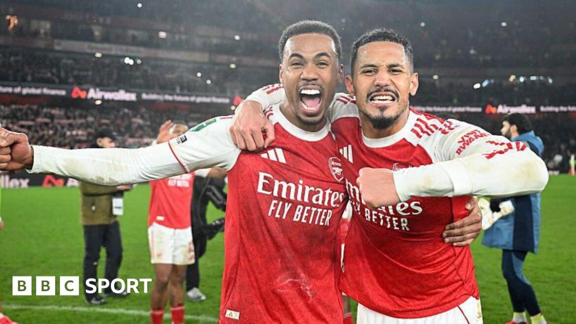 Arsenal's William Saliba and Gabriel