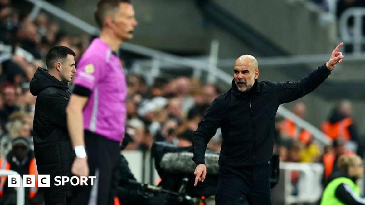 Pep Guardiola reacts angrily during the FA Cup 