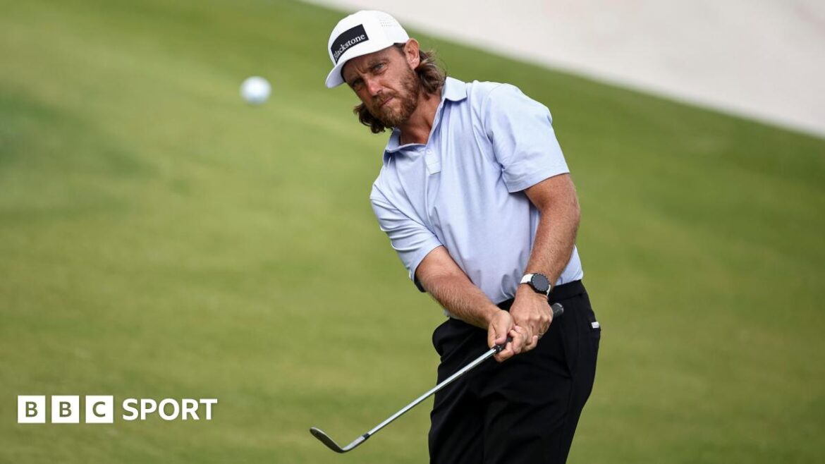 Tommy Fleetwood playing a chip shot