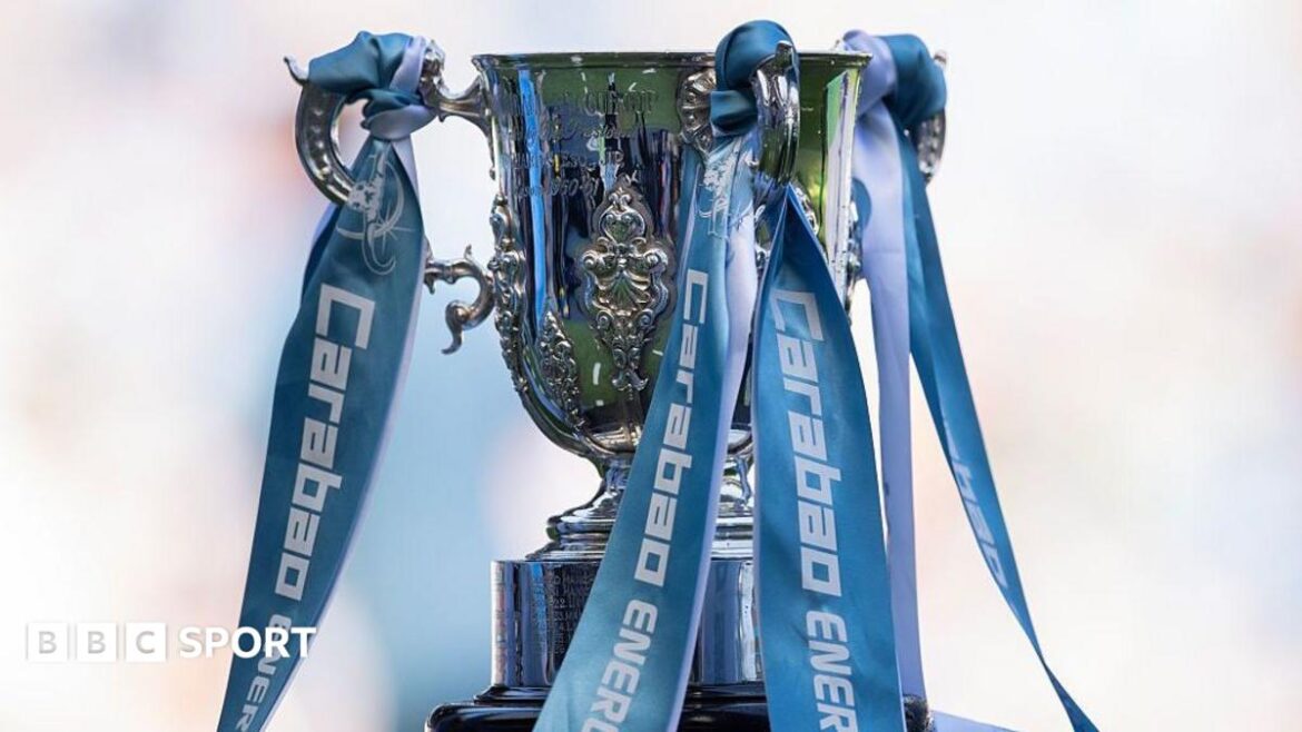 A close up picture of the EFL Cup trophy