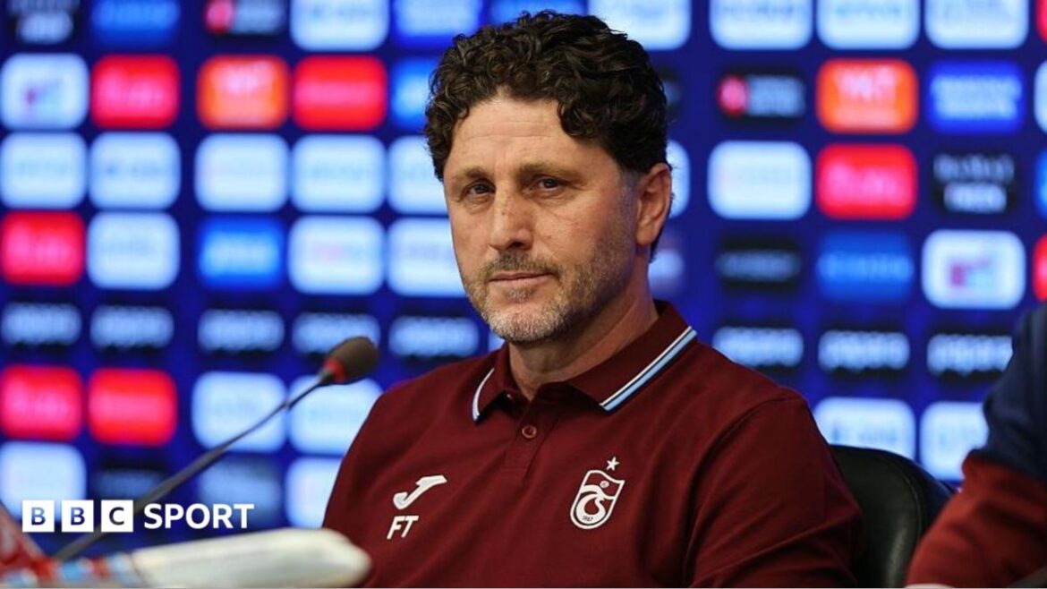 Trabzonspor head coach Fatih Tekke sat down taking questions during a press conference